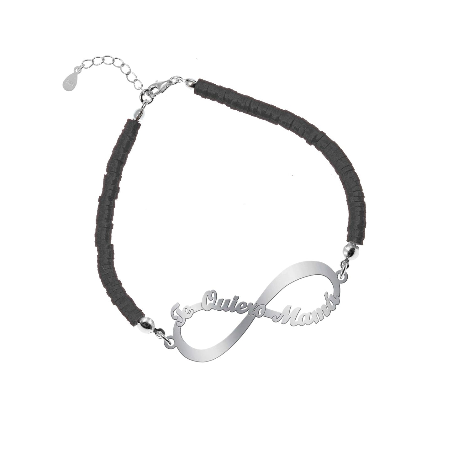 Bracelet Infini 'Je t'aime Maman' Argent et Argile Polymère