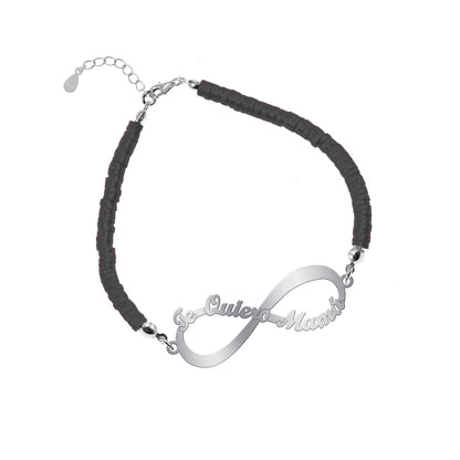 Bracelet Infini 'Je t'aime Maman' Argent et Argile Polymère