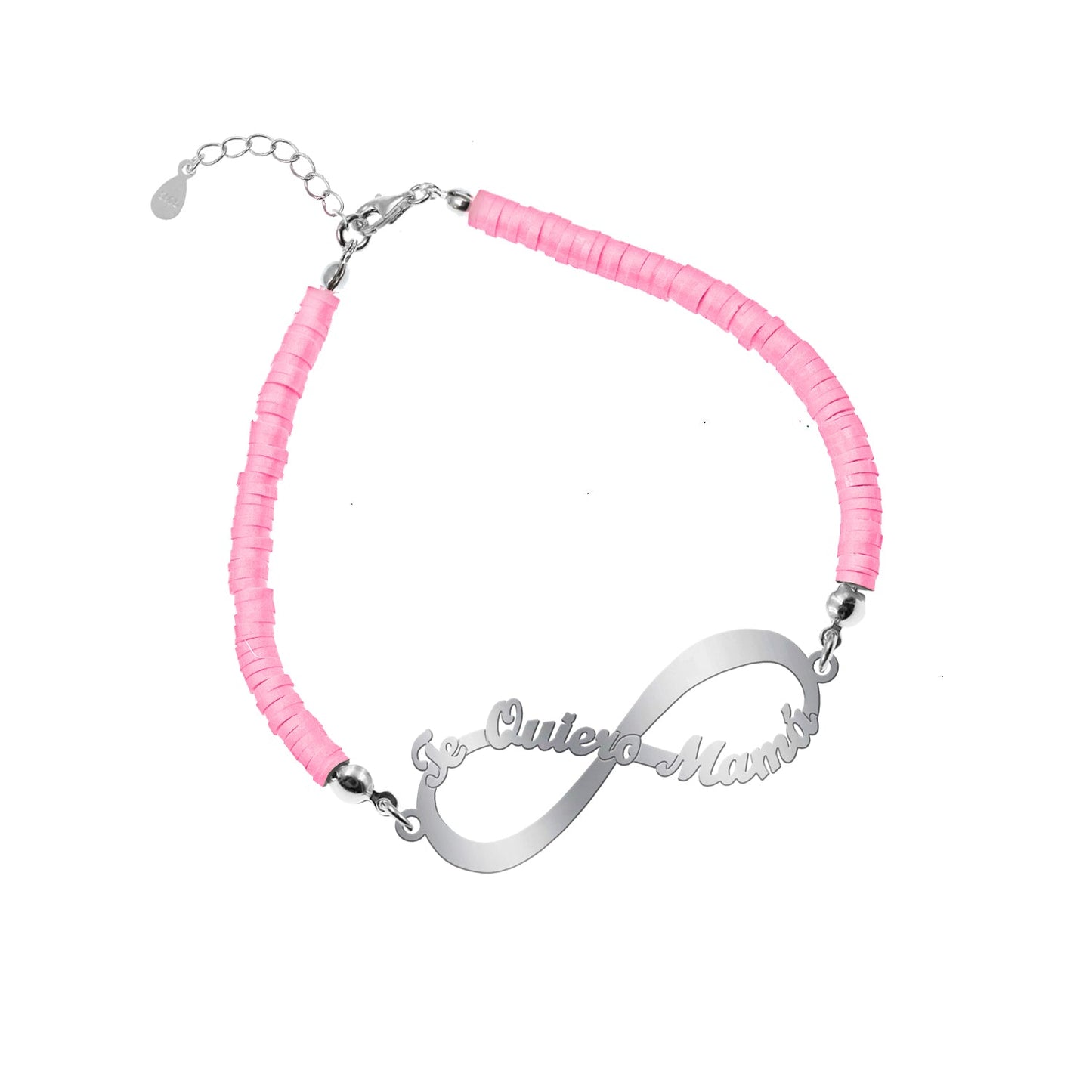 Bracelet Infini 'Je t'aime Maman' Argent et Argile Polymère