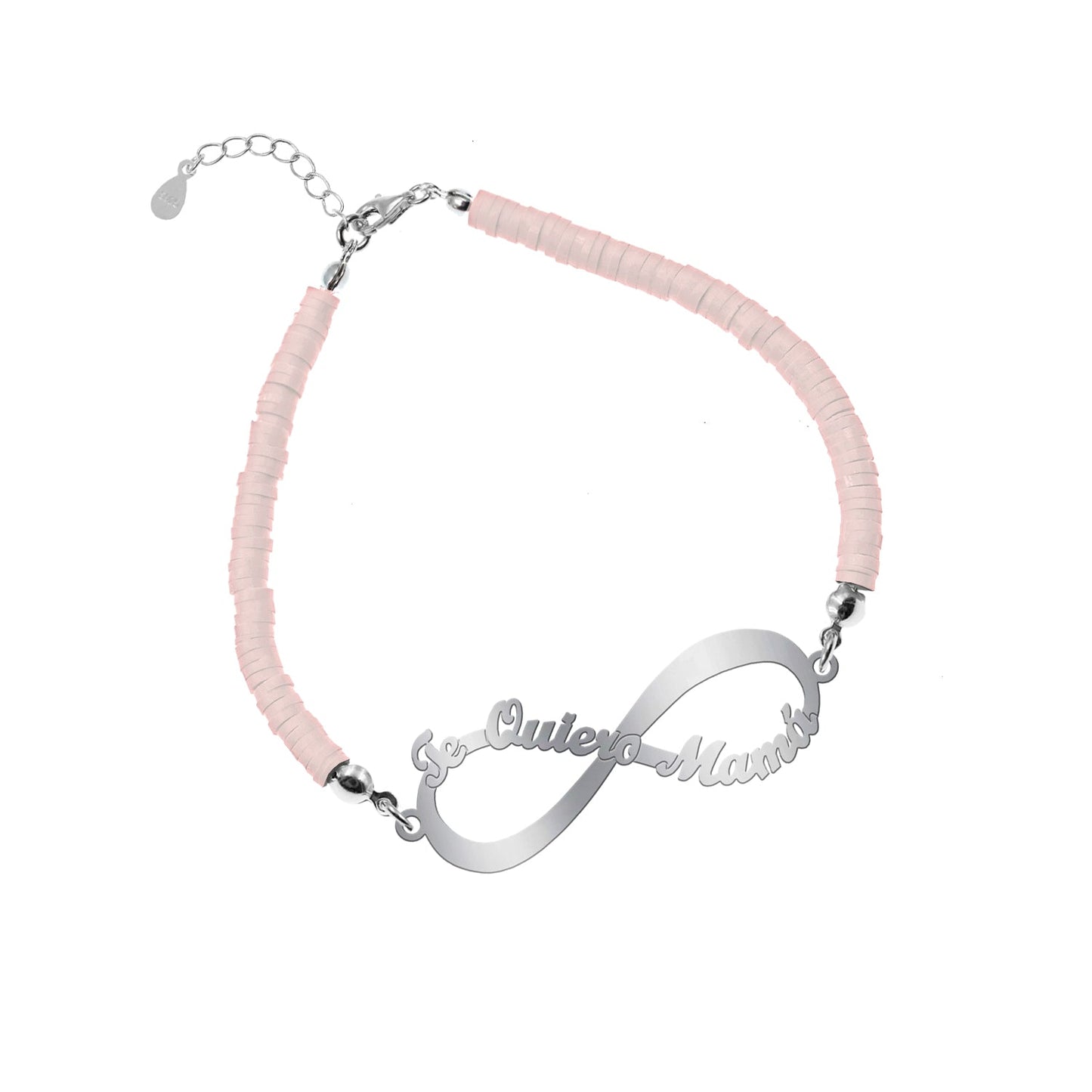 Bracelet Infini 'Je t'aime Maman' Argent et Argile Polymère