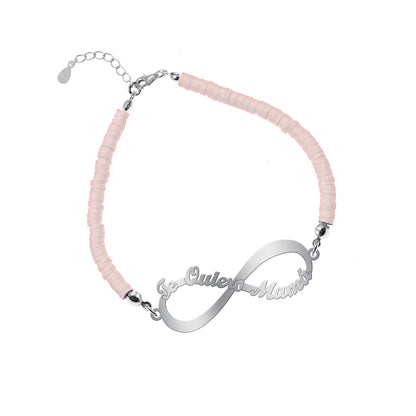 Bracelet Infini 'Je t'aime Maman' Argent et Argile Polymère