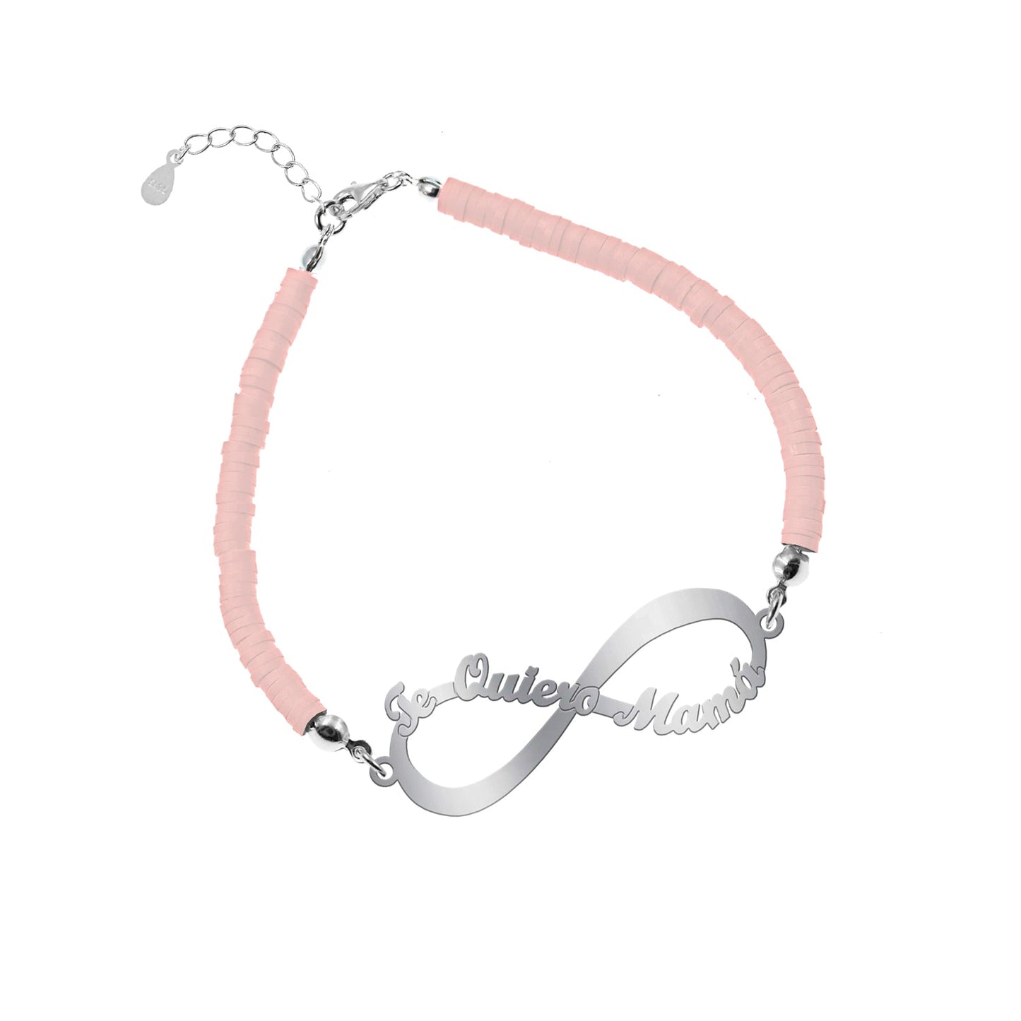 Bracelet Infini 'Je t'aime Maman' Argent et Argile Polymère