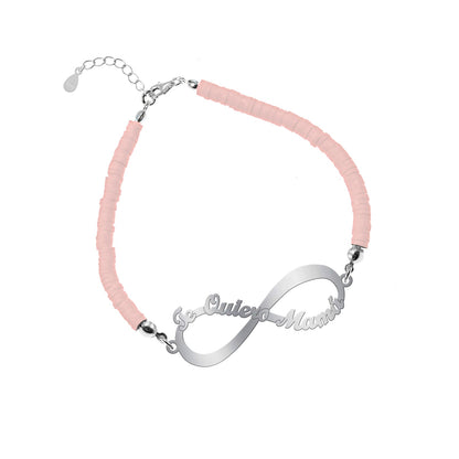 Bracelet Infini 'Je t'aime Maman' Argent et Argile Polymère