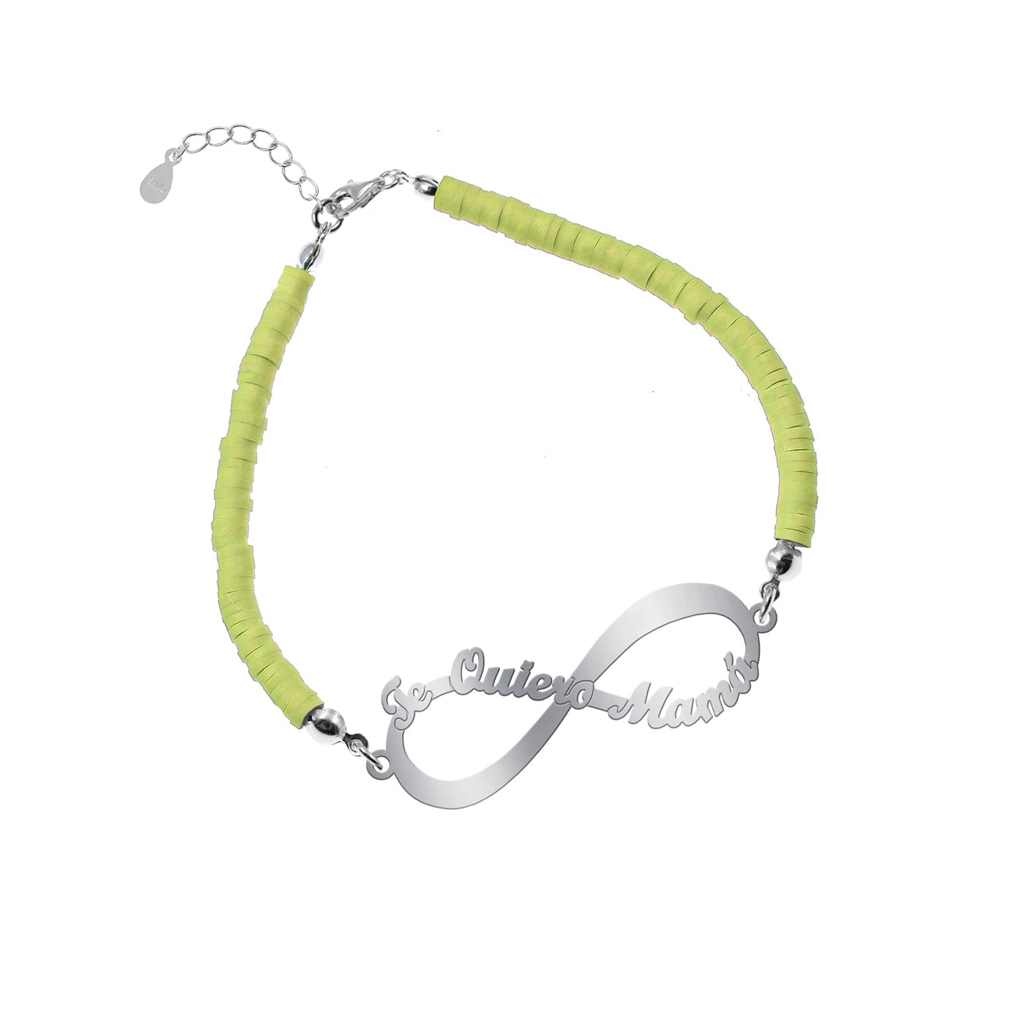 Bracelet Infini 'Je t'aime Maman' Argent et Argile Polymère