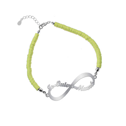 Bracelet Infini 'Je t'aime Maman' Argent et Argile Polymère
