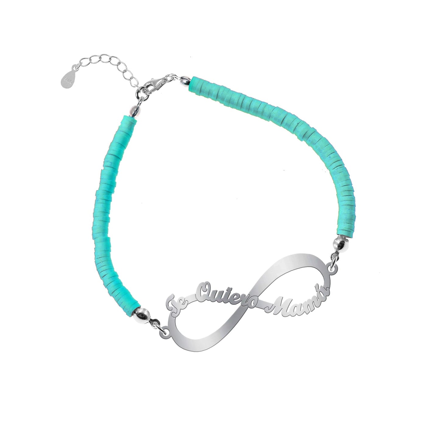 Bracelet Infini 'Je t'aime Maman' Argent et Argile Polymère