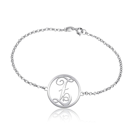 Bracelet Initiale Classique en Argent Massif 925