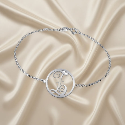 Bracelet Initiale Classique en Argent Massif 925