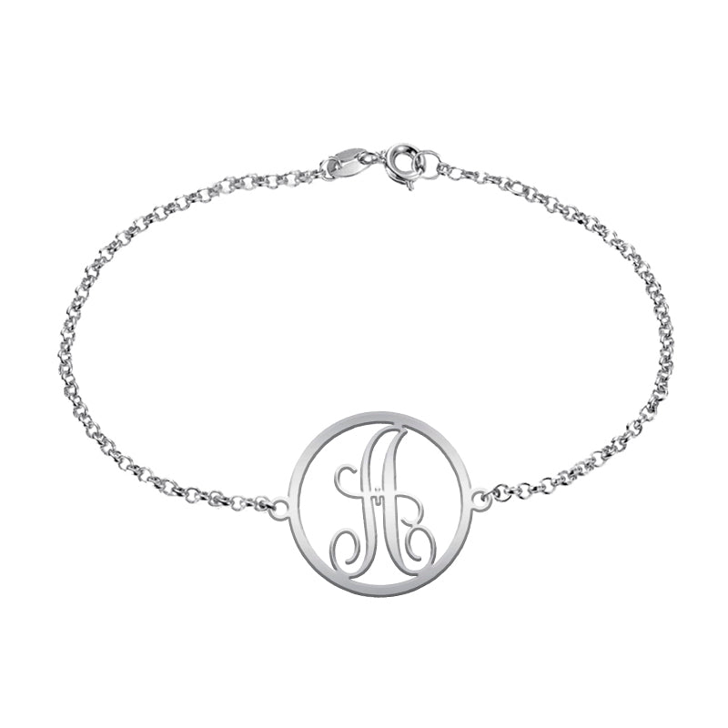 Bracelet Initiale Classique en Argent Massif 925