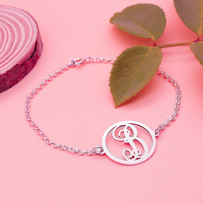 Bracelet Initiale Classique en Argent Massif 925