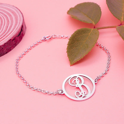 Bracelet Initiale Classique en Argent Massif 925