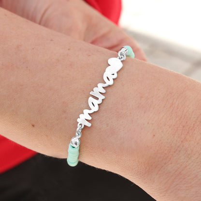 Bracelet Maman en Argent 925 et Argile Polymère