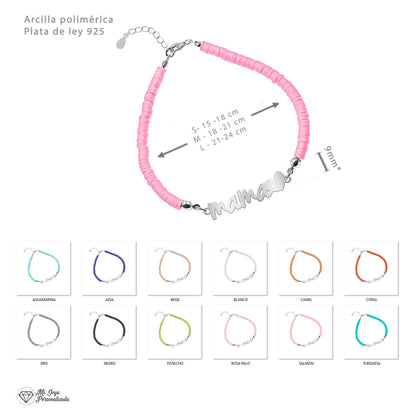 Bracelet Maman en Argent 925 et Argile Polymère