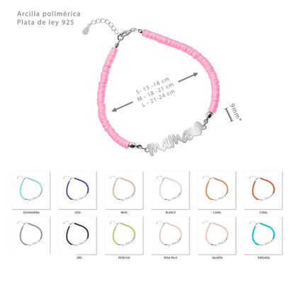 Bracelet Maman en Argent 925 et Argile Polymère
