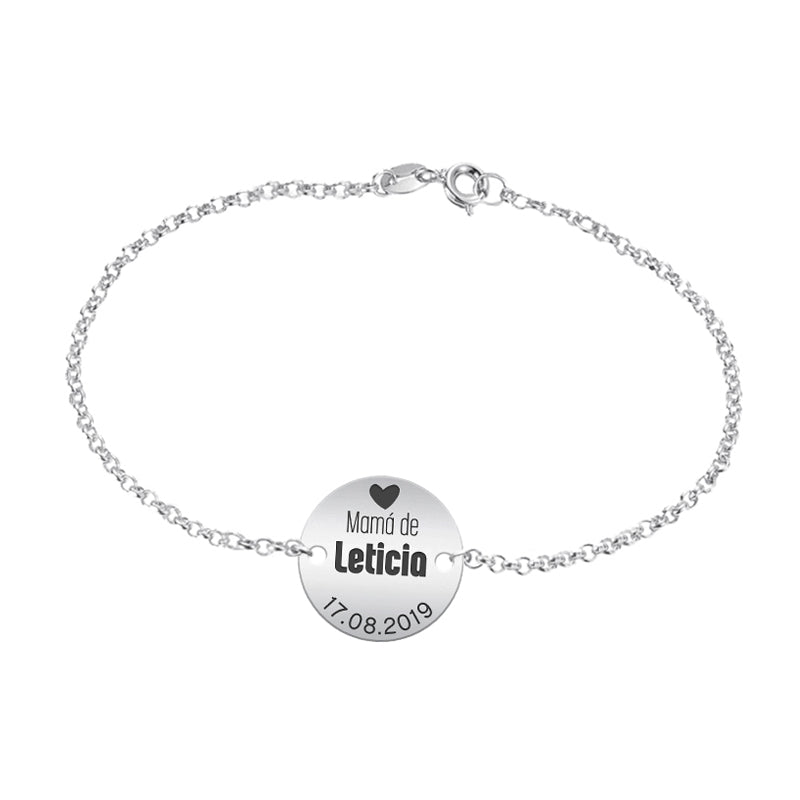 Bracelet Maman personnalisable prénom et date, argent 925