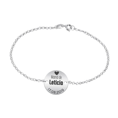 Bracelet Maman personnalisable prénom et date, argent 925