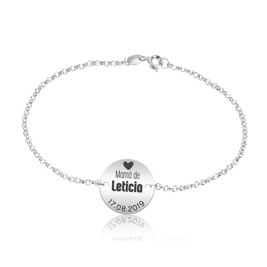 Bracelet Maman personnalisable prénom et date, argent 925