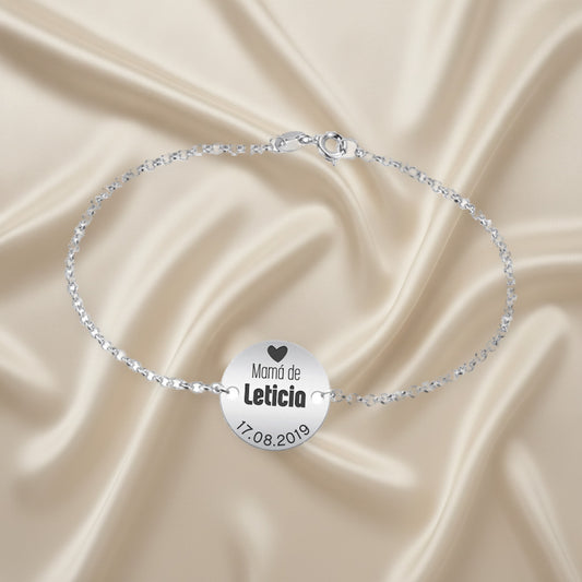 Bracelet Maman personnalisable prénom et date, argent 925