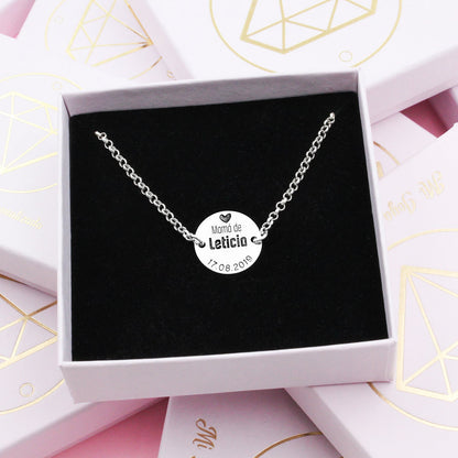 Bracelet Maman personnalisable prénom et date, argent 925