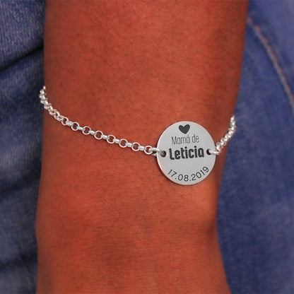 Bracelet Maman personnalisable prénom et date, argent 925