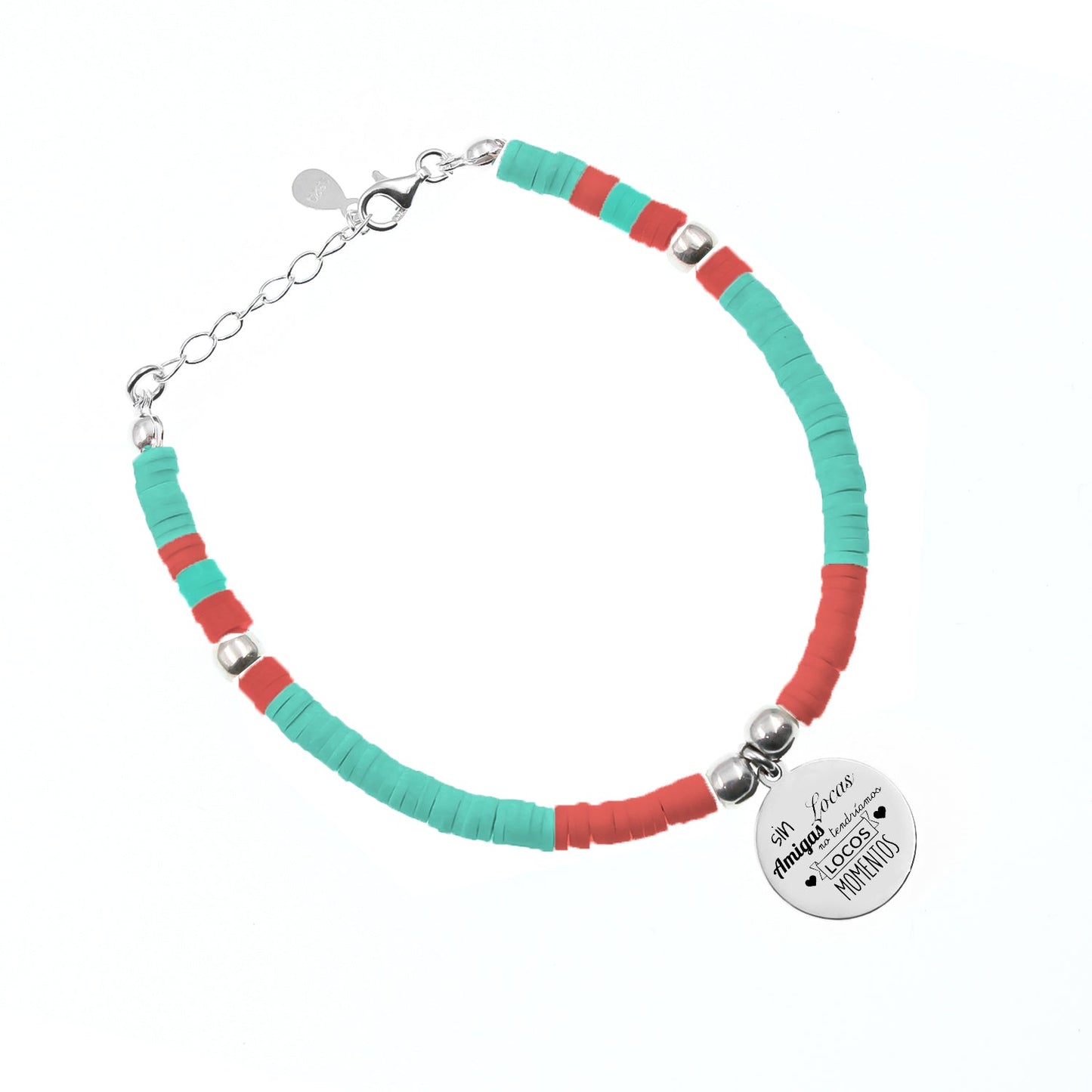 Bracelet Palma personnalisable en argent et perles corail turquoise