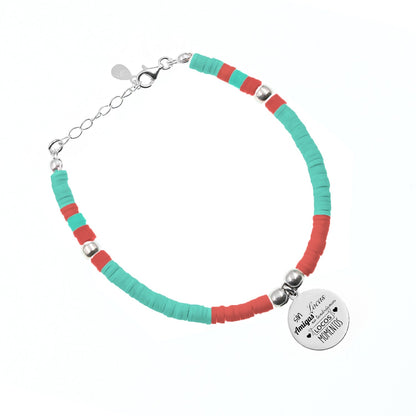 Bracelet Palma personnalisable en argent et perles corail turquoise
