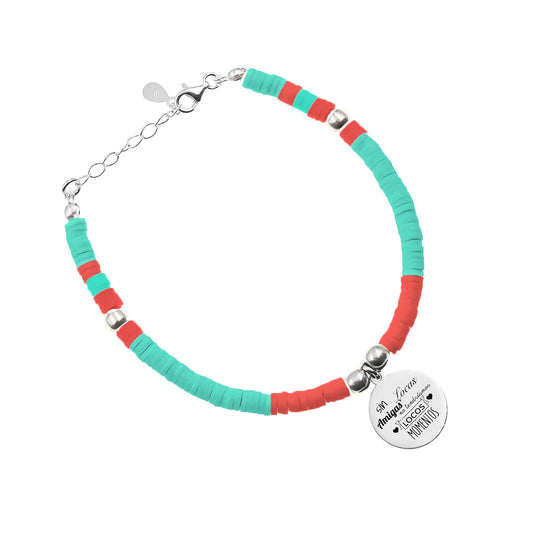 Bracelet Palma personnalisable en argent et perles corail turquoise