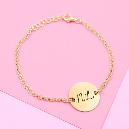 Bracelet personnalisable 2 initiales argent plaqué or
