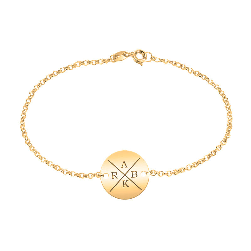 Bracelet personnalisable 4 initiales en argent plaqué or