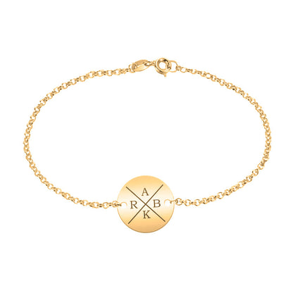 Bracelet personnalisable 4 initiales en argent plaqué or
