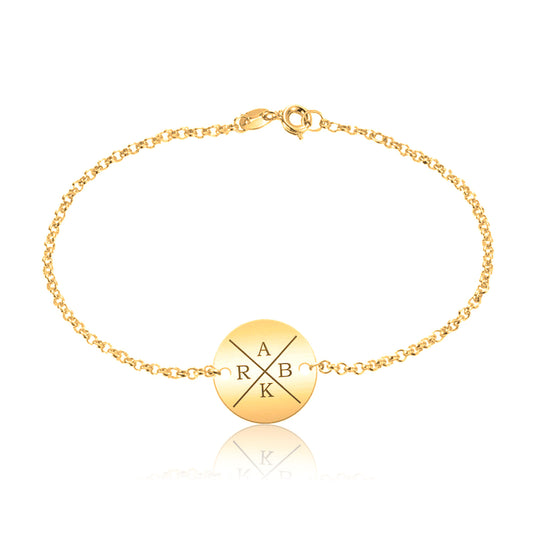 Bracelet personnalisable 4 initiales en argent plaqué or