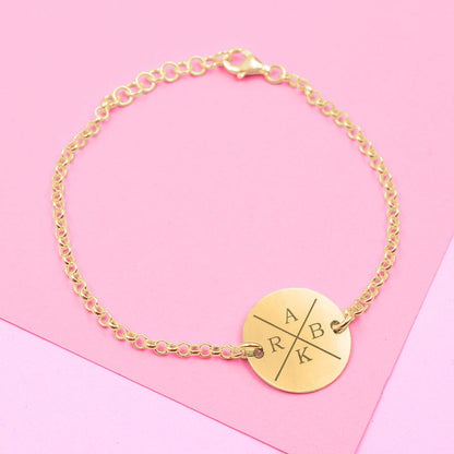 Bracelet personnalisable 4 initiales en argent plaqué or