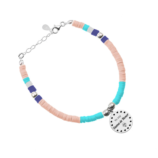 Bracelet personnalisable argent 925 perles saumon et turquoise