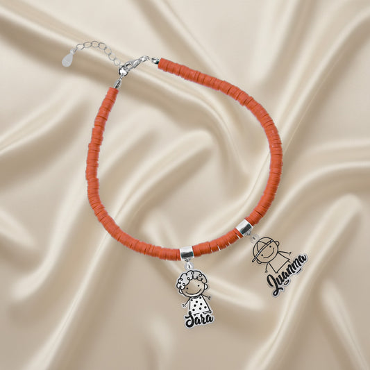 Bracelet personnalisable argent et argile polymère enfants