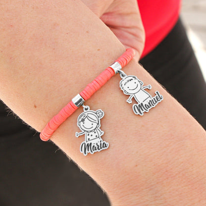 Bracelet personnalisable argent et argile polymère enfants