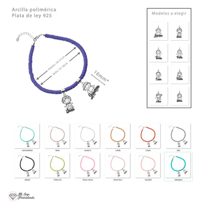 Bracelet personnalisable argent et argile polymère enfants
