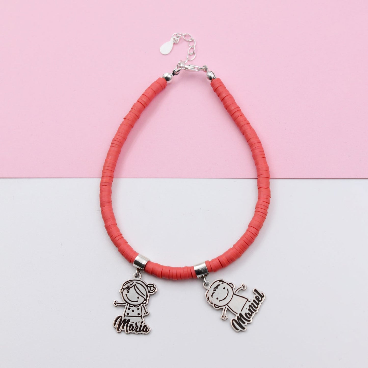 Bracelet personnalisable argent et argile polymère enfants
