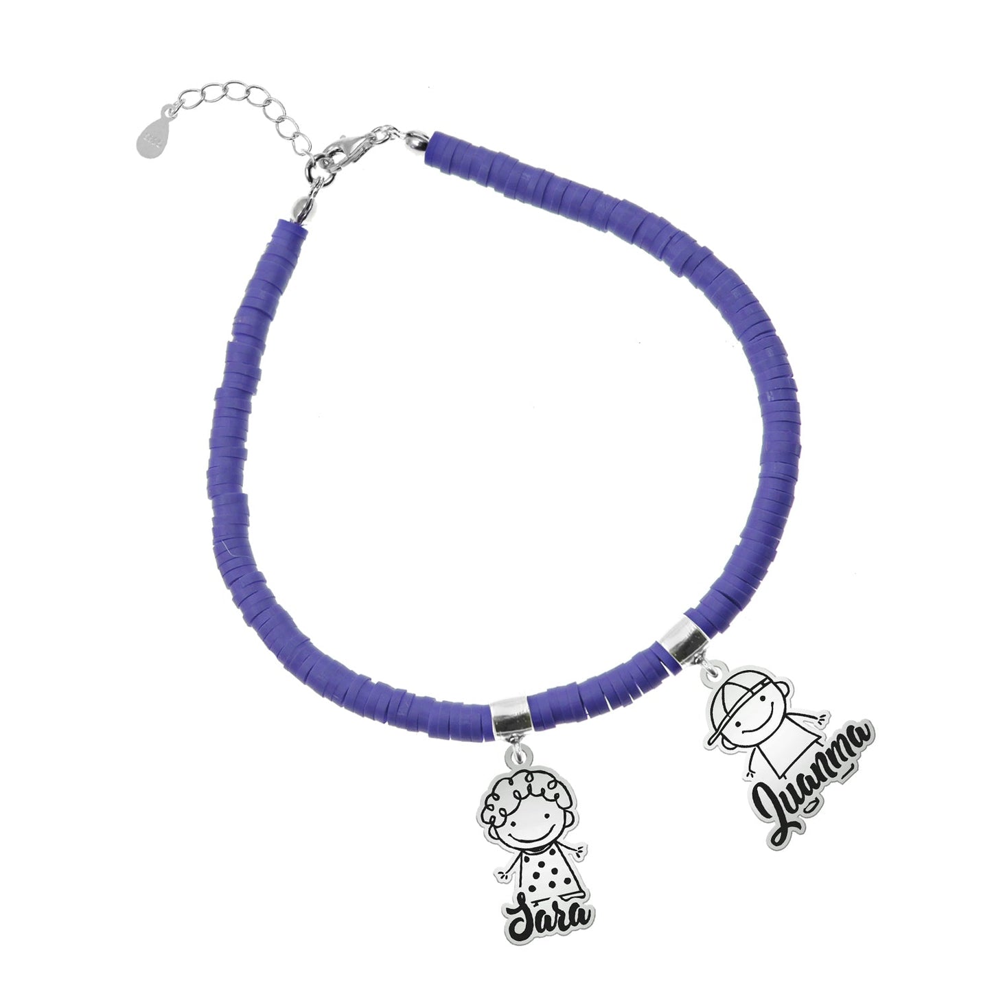 Bracelet personnalisable argent et argile polymère enfants