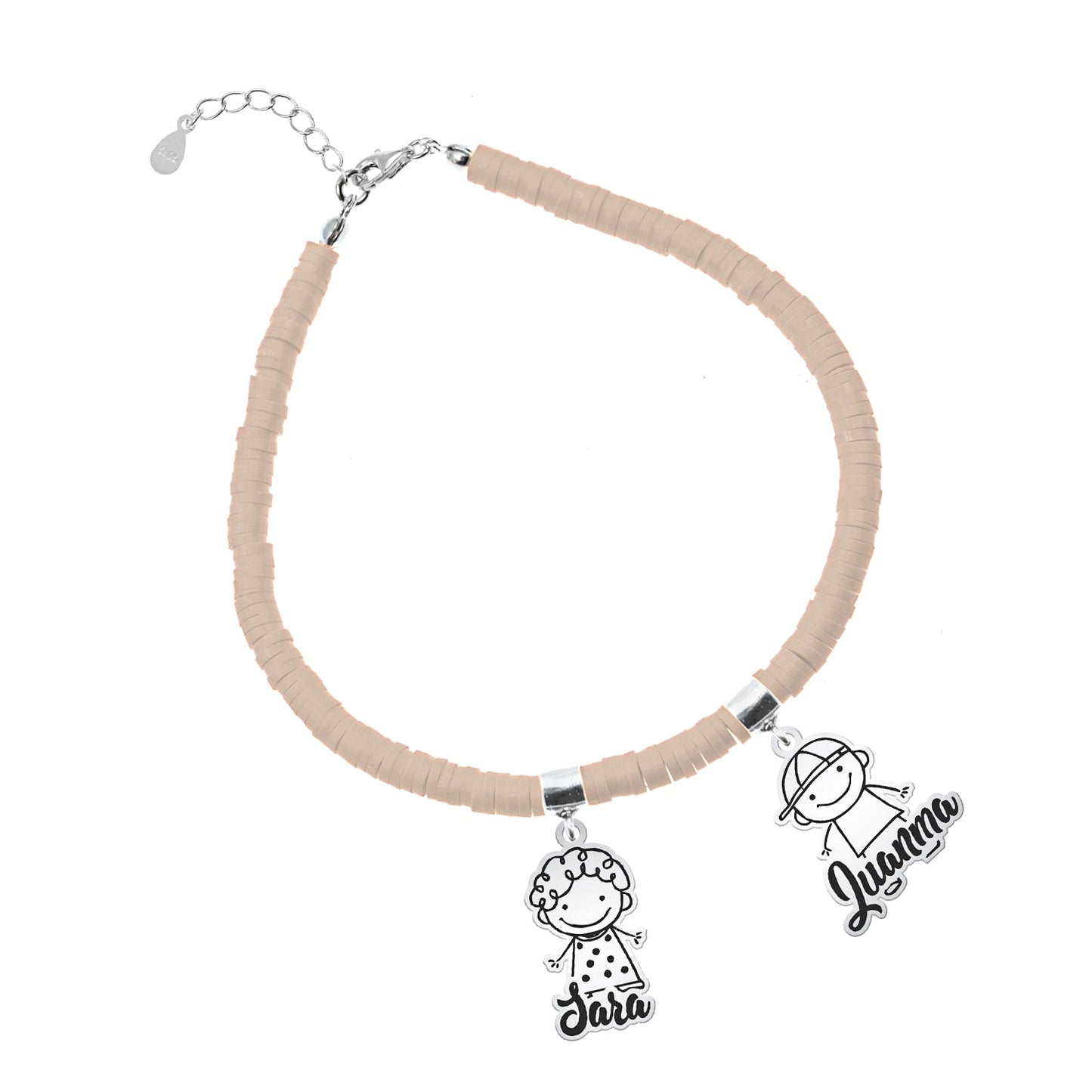 Bracelet personnalisable argent et argile polymère enfants