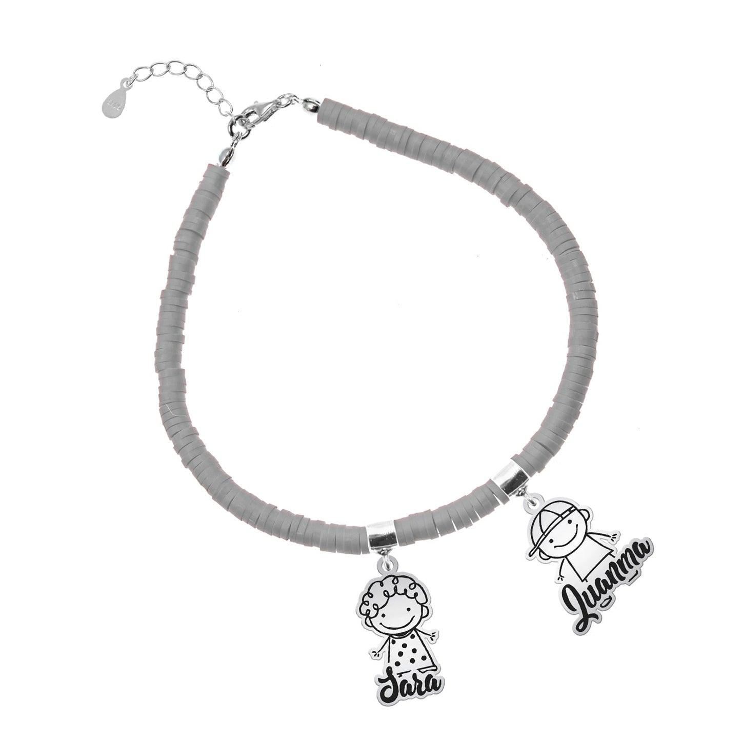 Bracelet personnalisable argent et argile polymère enfants