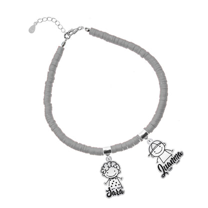 Bracelet personnalisable argent et argile polymère enfants
