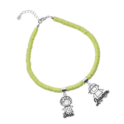 Bracelet personnalisable argent et argile polymère enfants