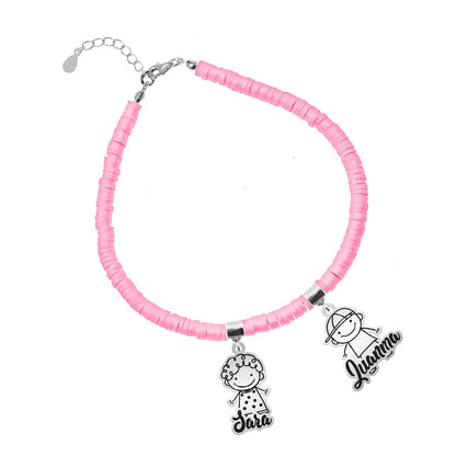 Bracelet personnalisable argent et argile polymère enfants