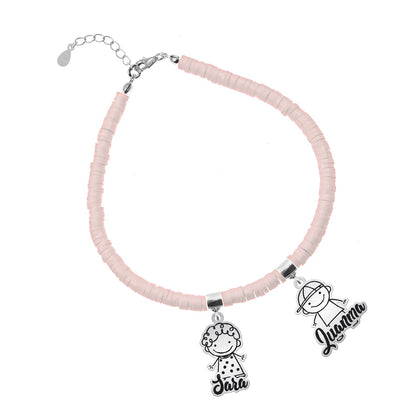 Bracelet personnalisable argent et argile polymère enfants