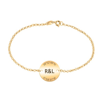 Bracelet personnalisable coordonnées en argent plaqué or
