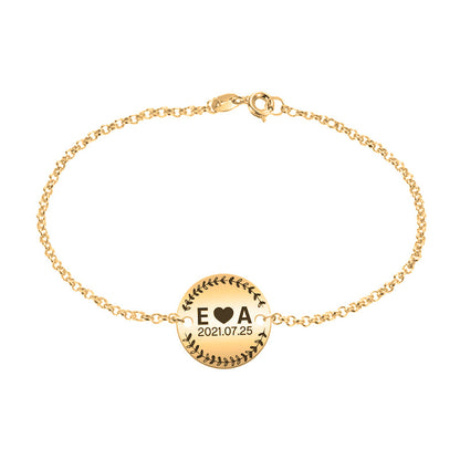 Bracelet personnalisable date et initiale en argent plaqué or