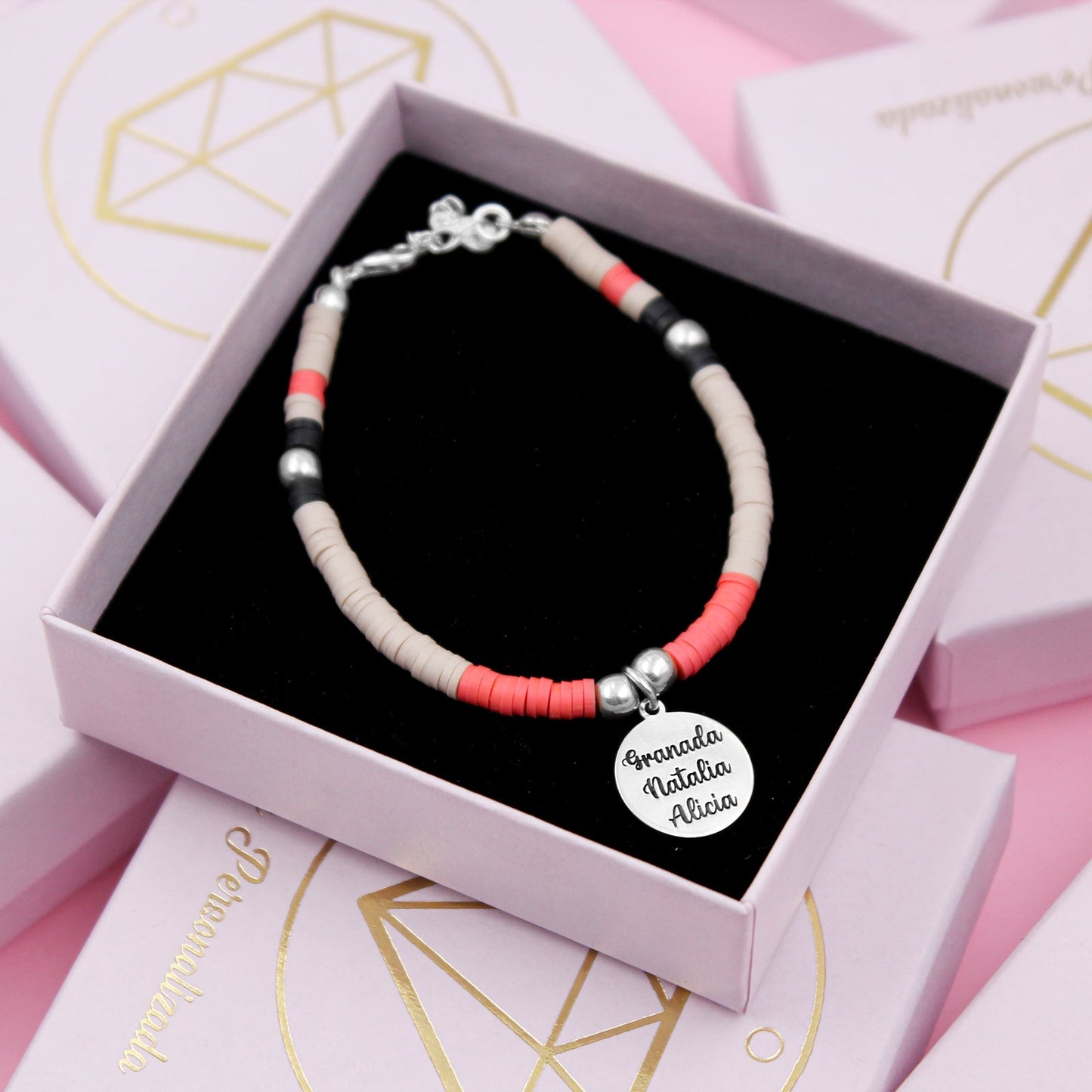 Bracelet personnalisable Formentera en argent et perles