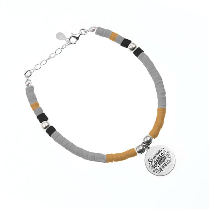 Bracelet personnalisable médaille argent 925 et perles