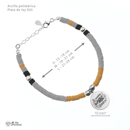 Bracelet personnalisable médaille argent 925 et perles