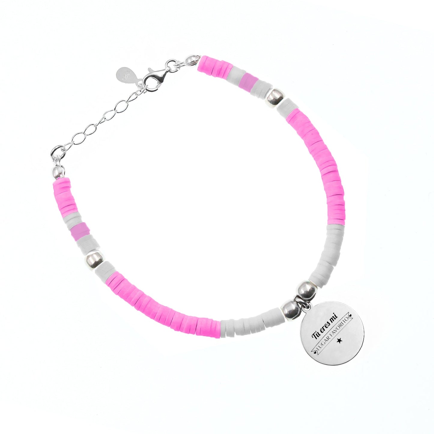 Bracelet personnalisable perles roses et blanches